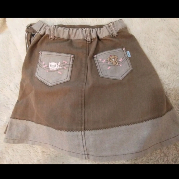 Pom Ponette Pink Hearts Brown Front Pleated Skirt Size 120cm Excellent Condition - Picture 2 of 4